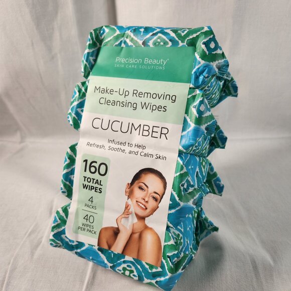 Precision Beauty Make-Up Removing Cleansing Wipes CUCUMBER 4 Packs = 160 NEW - Picture 1 of 7